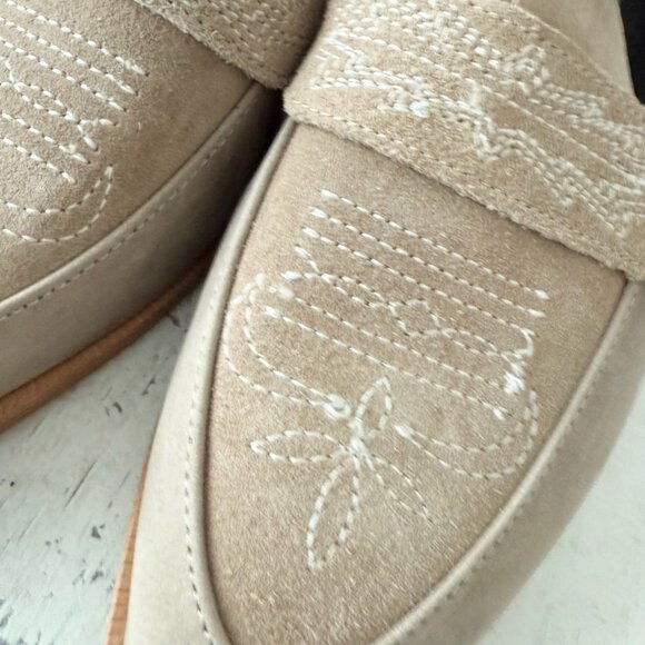 Lane Boots Womens Western Flats 10 MARTINGALE Latte Suede Cowgirl Loafer Slip On - Picture 10 of 13